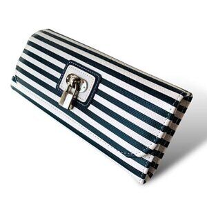 NEW MORELLE & CO CLASSIC LUCY JEWELRY ROLL CASE DARK BLUE & WHITE STRIPED
